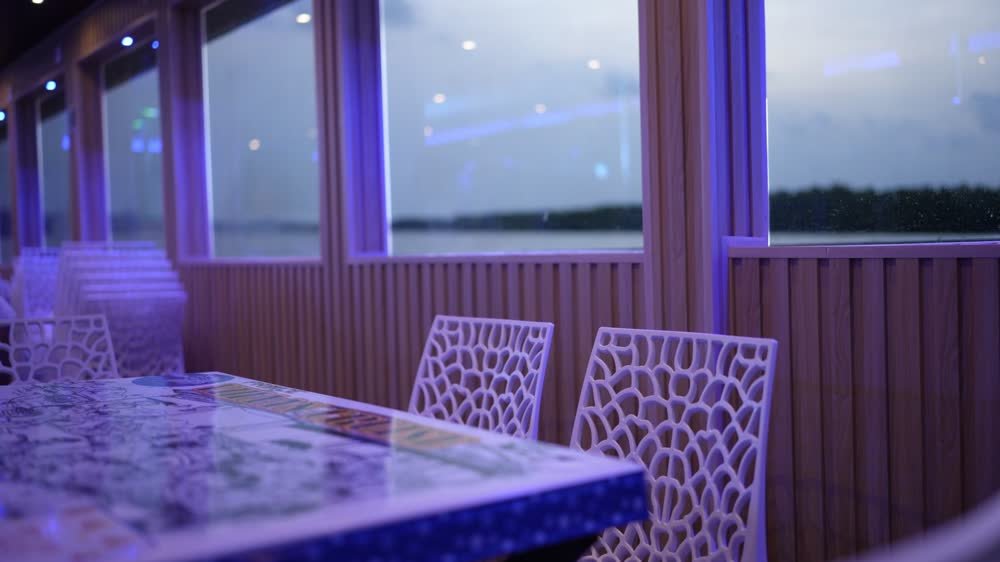 Luxury cruise interior seating arranged for a private event